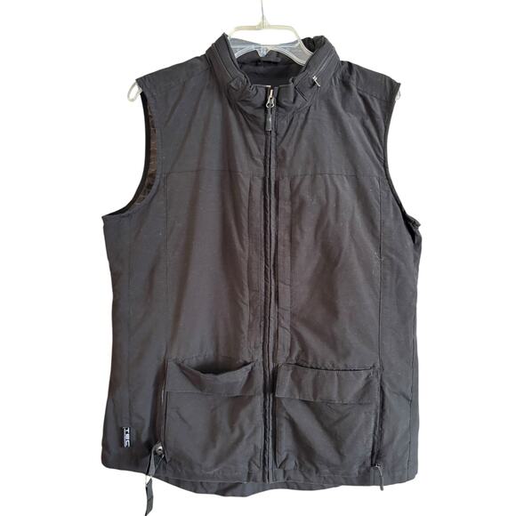 SCOTTeVEST Women’s QUEST Vest Black Size XL Zip Up Pockets Hidden Hood - Picture 1 of 6